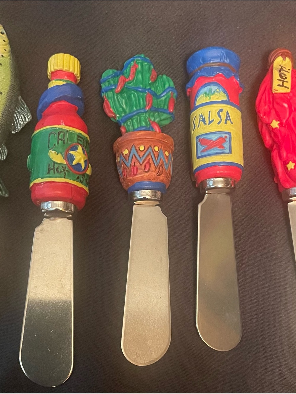 Vtg Boston Warehouse Lot Of 5 Butter Spreaders Bread And Cheese Multicolor